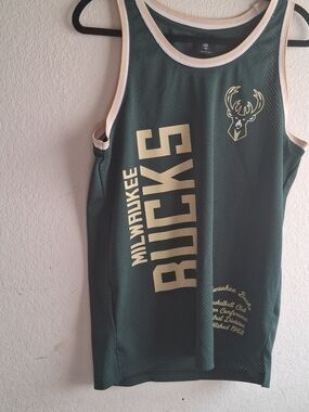 NBA Milwaukee Bucks Green and Cream Mesh Jersey
